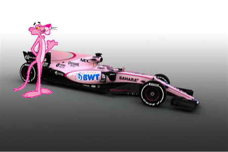 【画像】『ピンク・パンサー』風レーシングスーツ？全身ピンクだとこうなる･･･