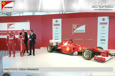 フェラーリ、2012年F1マシンF2012を発表