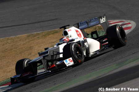 小林可夢偉、F1バルセロナテストの全体最速タイム更新