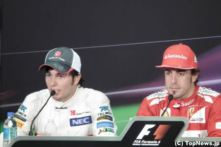 セルジオ・ペレス、F1マレーシアGP直後の表情　その1