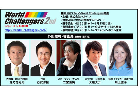 「マルハンWorld Challengers 2nd」外部招聘審査員5名が決定