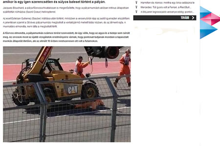 【画像】クレーン車が作業員に乗り上げてしまった瞬間／F1カナダGP