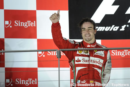 フェラーリ、アロンソが2位表彰台／F1シンガポールGP日曜まとめ