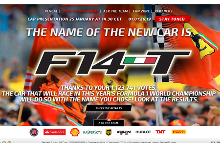 フェラーリ、2014年F1新車名称を発表　ファンが選んだのは