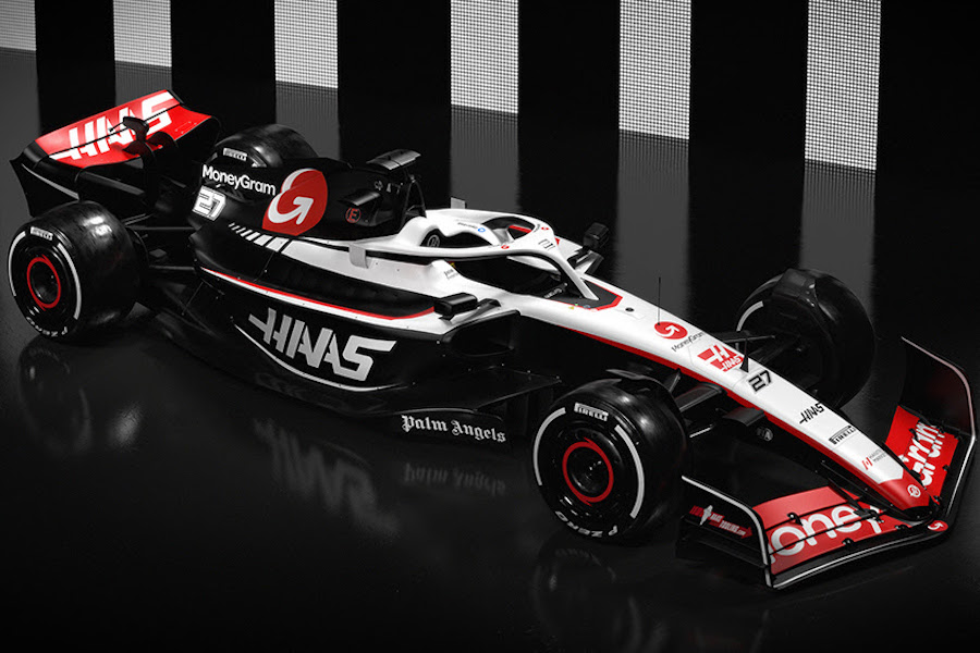 【F1新車：画像】ハース、2023年の新カラーリングを発表！赤・白・黒の3色はタイトルパートナーMoneyGramと共通するキーカラー