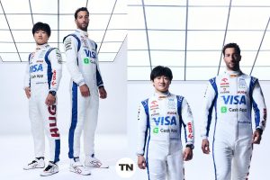 角田裕毅とリカルドの新レーシングスーツに『BOSS』の若者向けブランド『HUGO』　VisaキャッシュアップRB F1新車発表会